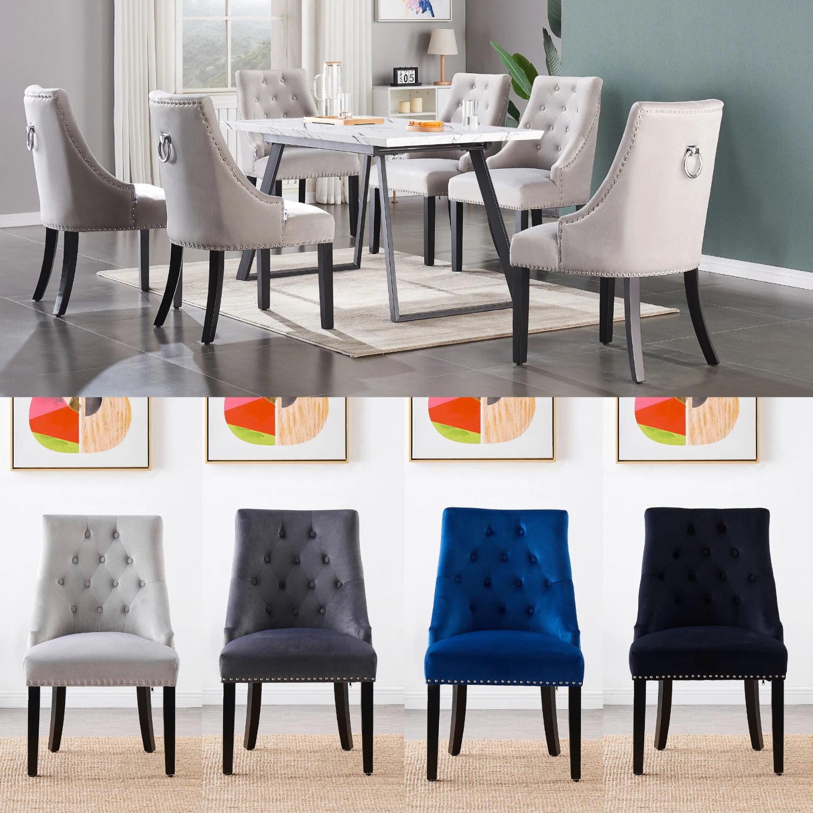 Single Velvet Dining Chair Upholstered Seat & back